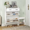 thumbnail image 3 of VEANERWOOD Shoe Storage Cabinet with 2 Flip Drawers, Wooden Shoe Rack with Removable Shoe Bench for Entryway, White, 3 of 8