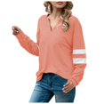 thumbnail image 2 of Babysbule Fashion Womens Striped Tops Casual Solid Color V-Neck Long Sleeve Loose T-Shirt Blouses, 2 of 8