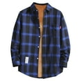 thumbnail image 3 of Huankd Men's Sherpa Lined Flannel Shirt Jacket Plaid Button Up Jacket Coat with Pocket Dark Blue 3XL, 3 of 5