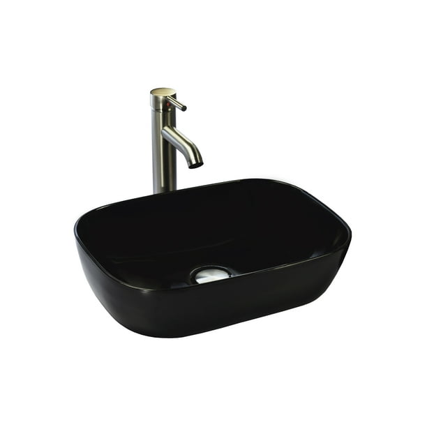 Esatto Econokit Vonia Satín Paquete Lavabo ovalin negro llave contra y céspol