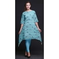 thumbnail image 4 of Bimba Blue Sparrow & American Goldfinch Bird Indian Tunic Tops for Girls Printed Casual Top for Women Ethnic Kurti Large, 4 of 6