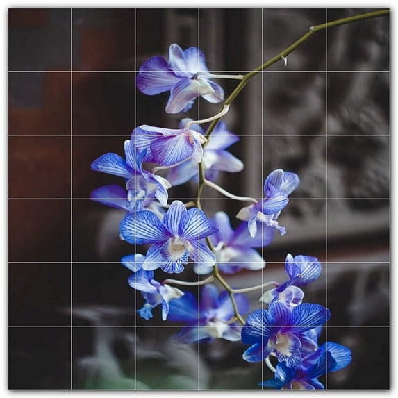 Picture-Tiles.com: Flowers Ceramic Tile Wall Mural WAL500627-66L. 48"W x 48"H using (36) 8" x 8" Ceramic Tiles-Satin Finish
