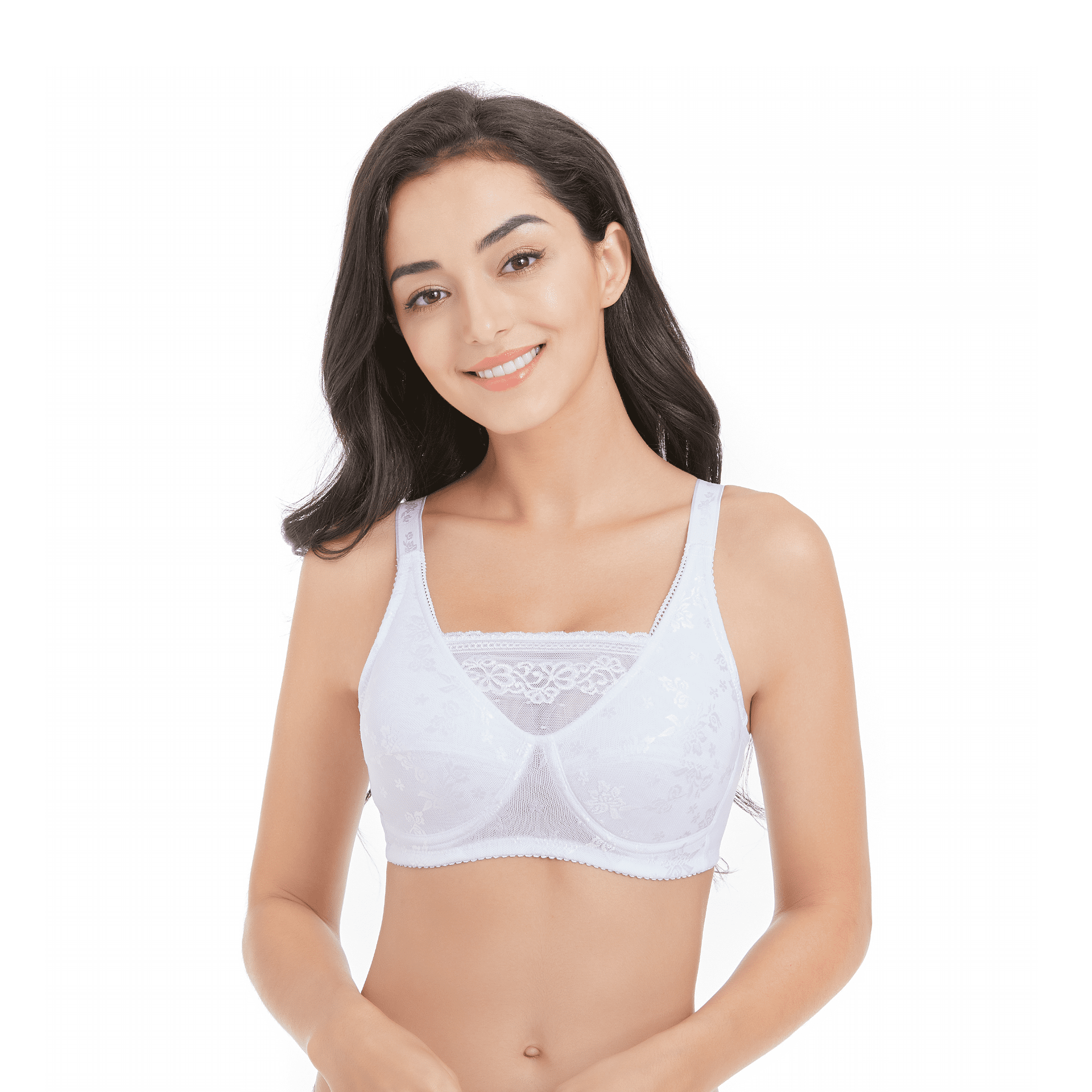 BIMEI Mastectomy Bra with Pockets for Breast Prosthesis Women Wirefree  Everyday Bra plus size 8103,White, 38A