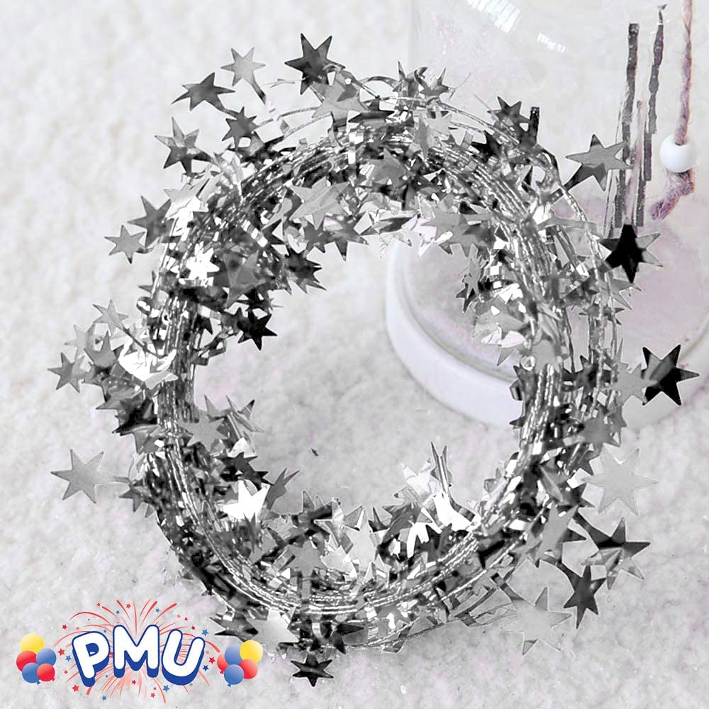 PMU Star Wire Shiny Garland Silver - Halloween, Christmas Party, Wedding, Birthday, Festive Home Decoration Ornament 25ft Silver (1/pkg) Pkg/1 - image 2 of 5