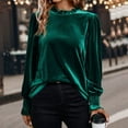 thumbnail image 2 of Aboser Women's Velvet Tops Plus Size Evening Party Shirts Elegant Ruffle Trim Blouse Dressy Casual Long Sleeve Shirt Solid Color Loose Fitted Blouses, 2 of 9