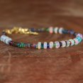thumbnail image 2 of Ethiopian Opal 3mm Rondelle Shape Smooth Cut Beads 7 inch Adjustable Gold Plated Clasp Bracelet for men, women, unisex. Link Chain Stacking Bracelet.|LINK_02774, 2 of 4