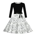 thumbnail image 4 of MIASHUI Robe de Fête pour Filles avec Lacets devant Manches Longues et Fermeture Élastique Arrière pour Vacances Festive Robe de Concours Noire, 11-12 Ans, 4 of 5