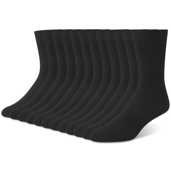 Loritta 6-Pack Men Dress Socks, Crew Socks for Men Casual Cotton Breathable Soft Business Solid Men Socks Size 6 9 Black