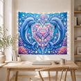 thumbnail image 5 of Dolphins Around a Heart Jewel in Coral Reef, Romantic Coastal Style for Ocean Lovers, Dolphin Wall Art, Valentine's Day Gift, Tapestry Wall Hanging for Bedroom and Living Room, 5 of 7