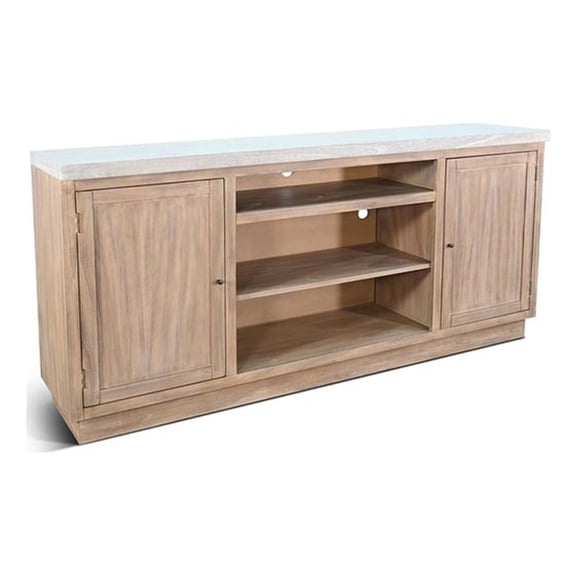 Pemberly Row Wood 78" Transitional TV Stand Media Console in Light Gray