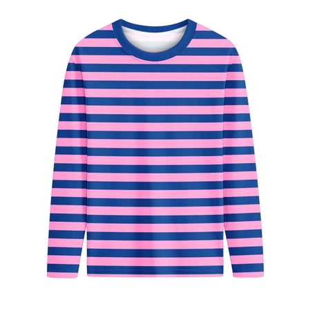 Atogsazn Kids Girls Striped Blouse Children Casual Crew Neck Long Sleeve Pullover Shirt Colorblock Tops Outfit 01-Hot Pink 13-14 Years Fashion
