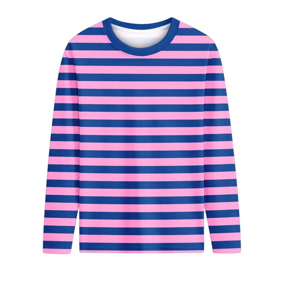 Yuanlook Youth Boys Girls Classic Striped Long Sleeve Top Comfort Fit Crewneck Tops For Kids