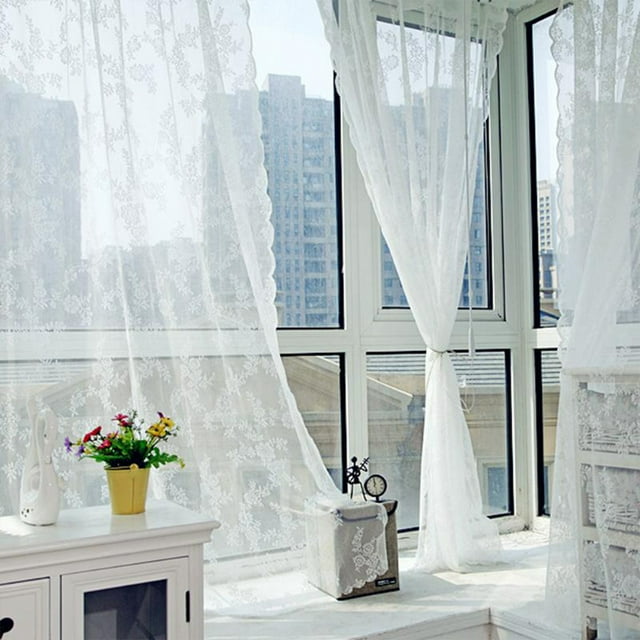 Cortinas de tul blancas Yuarrent de poliéster 145cm * 200cm 500G