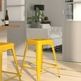 thumbnail image 3 of Merrick Lane Yellow 24" High Backless Metal Counter Height Stool with Square Seat for Indoor-Outdoor Use, 3 of 11