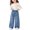 Blue, variant on YunPes Toddler Girls Straight Leg Jeans Colorful Flower Embroidery Wide Leg Denim Pants Frayed Hem Kids Casual Versatile Denim Trousers
