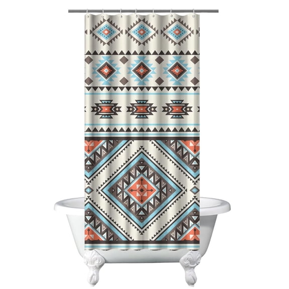 36x72 Inch Bohemian Shower Curtain Ethnic Tribal Pattern in Earthy Colors Vintage Polyester Fabric Bathroom Décor