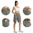 thumbnail image 5 of Taqqpue Women Cargo Shorts Summer Suit Tailored Bermuda Shorts Casual Baggy Wide Leg Hiking Outfits Shorts Solid Knee Length Drawstring Long Shorts with Pockets, 5 of 9