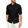 thumbnail image 4 of Men's Clearance Button Down Shirt Casual Regular-Fit Dress Shirts Lapel Wrinkled Casual Shirt Cotton Linen Fashion Breathable Shirt Long Sleeve Dress Shirts, 4 of 8