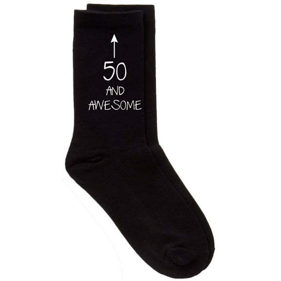 50 and Awesome Black Calf Socks Birthday Socks Christmas Present 50th Birthday