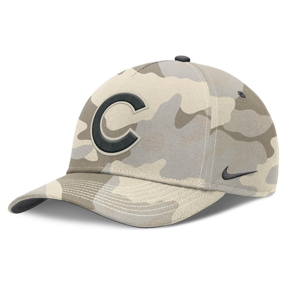 Men's Nike Natural Chicago Cubs Camo Pack Rise Adjustable Hat