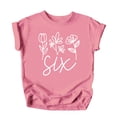 thumbnail image 4 of Six Floral 6th Birthday Shirt for Toddler Girls Sixth Birthday Outfit White on Mauve Shirt Youth Large, 4 of 5