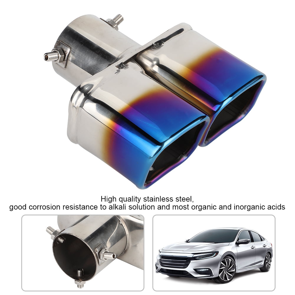 EBTOOLS Dual Exhaust Tip,Stainless Steel Universal Car Modified Double Exhaust Pipe Rear Muffler Tip Tail Throat 