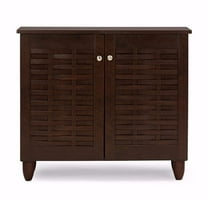Winda Modern and  2-Door Dark Brown Wooden Entryway Shoes Storage Cabinet