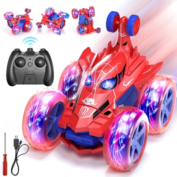 RC Cars Remote Control Car Toys for Boys 3 4 5 6 7 8 9 10 Year Old Girl Boys, 2.4Ghz Fast Stunt with Cool Light for Kids Birthday Chritmas