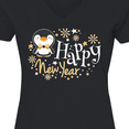 thumbnail image 4 of Inktastic Happy New Year with Cute Penguin Women's V-Neck T-Shirt, 4 of 5