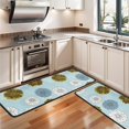 thumbnail image 3 of Geometric Flower and Dahlia Blue Anti Fatigue Kitchen Rugs Set Of 2, Non Slip Washable Decorative Floor Mats for Sink Laundry and Home Use, 17"x47", 3 of 5