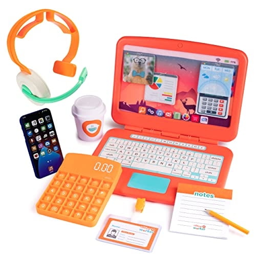 Conjunto de oficina para niños Born Toys 9 piezas laptop teléfono calculadora Pop It auriculares
