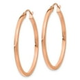 thumbnail image 2 of Real 14kt Rose Gold Lightweight Princess Square Tube Hoop Earrings; for Adults and Teens; for Women and Men, 2 of 3