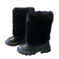 thumbnail image 2 of Willtoo Girls Mid Calf Boots Winter Round Toe Slip On Fuzzy Snow Boots Fashion Casual Cold Weather Walking Shoes for Daily Wear, 2 of 6