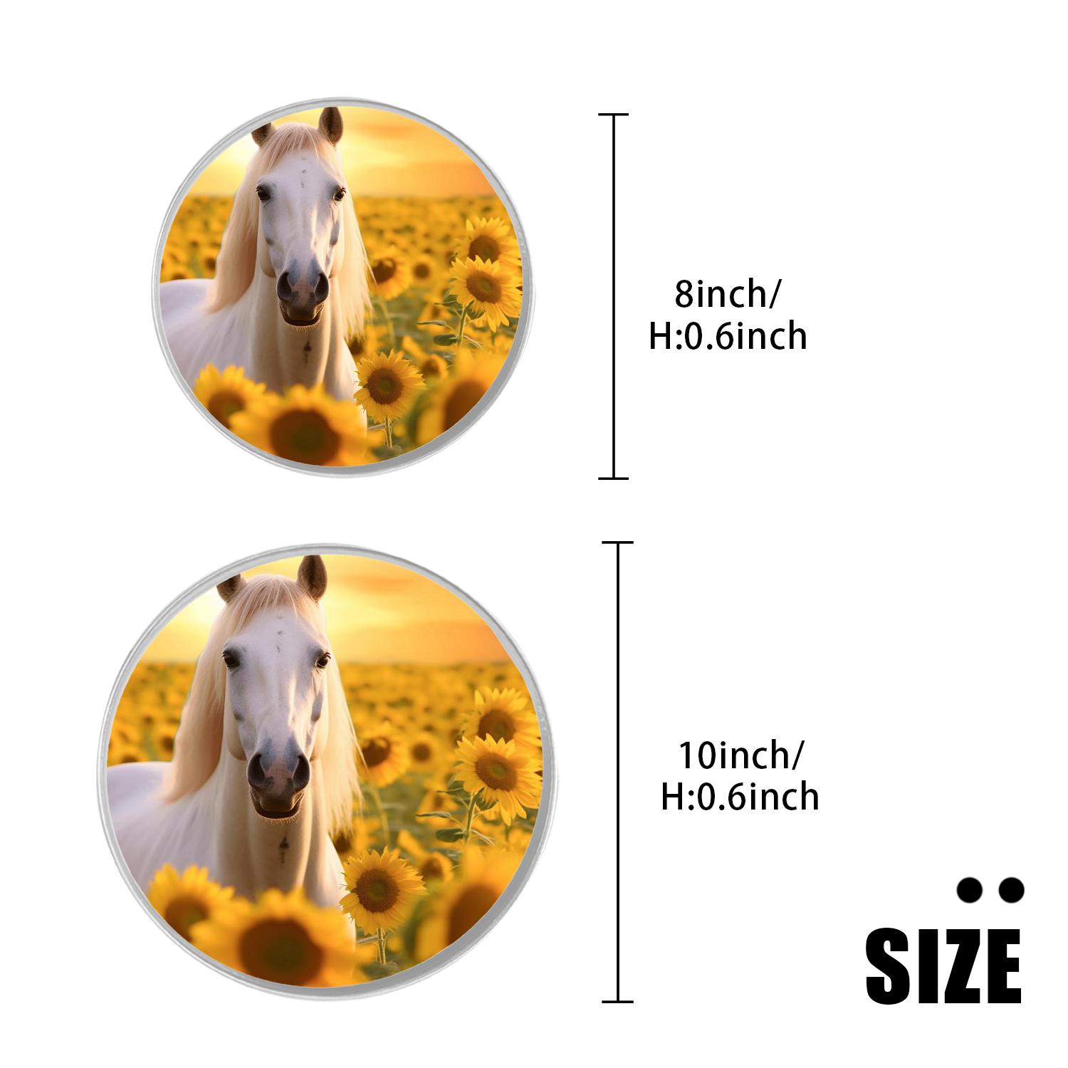 Metal Stove Burner Covers 4 Pcs Metal Round Stove Burner Covers 8Inch And 10Inch ,Horse Sunflowers Sunset multicolor, for Home Decor Cooktop Decorative