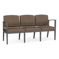 Amherst Steel Reception Waiting Room 3-Seat Chair / Charcoal Steel / Brown