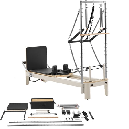 KFFKFF Pilates Apparatus, Home Gym Studio Pilates Device, Fitness Training Gear with Two-fold Resistance, Apparatus Box, and Bounce Board, Suitable for Expert and Novice Users, Supports up to 400 LBS