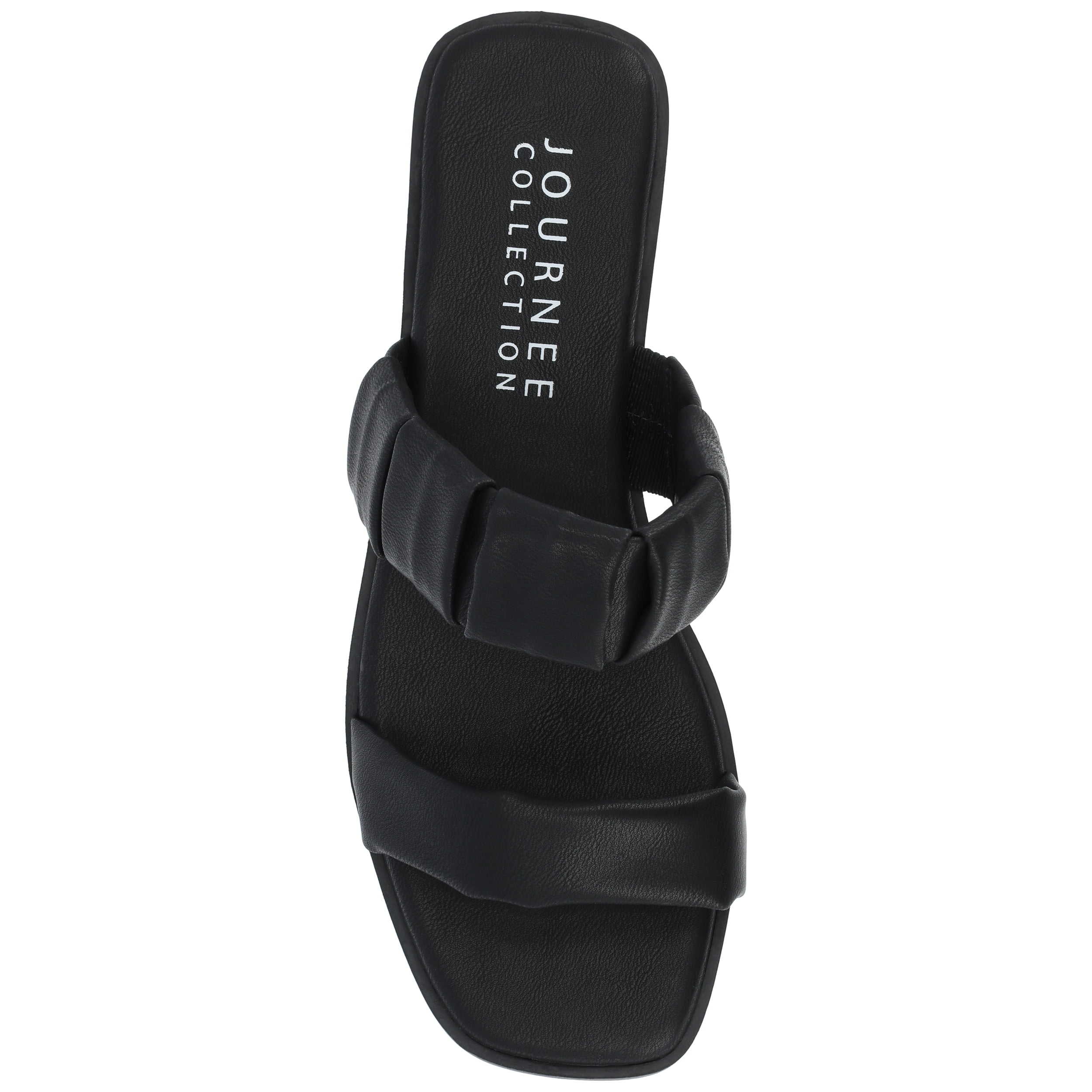 Journee Womens Pegie Slip On Faux Leather Flat Sandals