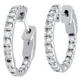 thumbnail image 2 of 10K White Gold Diamond In & Out Hoops Round Hinged Earrings 0.65" Long 1 CT., 2 of 5