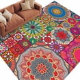 thumbnail image 2 of Area Rug for Living Room, Colorful Ethnic Non-Slip Indoor Large Carpet for Bedroom/Dining Room, Modern Abstract National Geometric Red Washable Low-Profile Rectangle Floor Runner Rugs - 6 x 9 Ft, 2 of 7