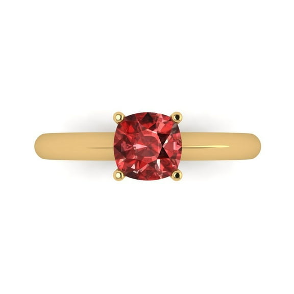 Solitaire Engagement Ring for Women - 1ct Natural Garnet in 14K Yellow Gold Promise Ring