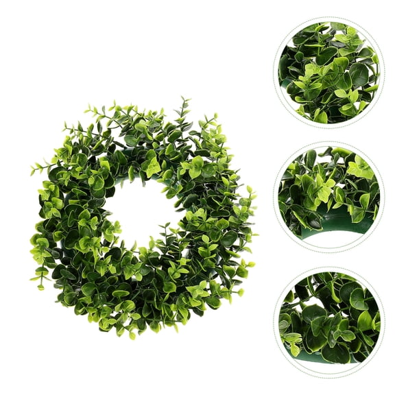 BESTYASH Green Floral Front Door Wreath with Plastic Flowers, Decorative Home Entryway , 1 Set