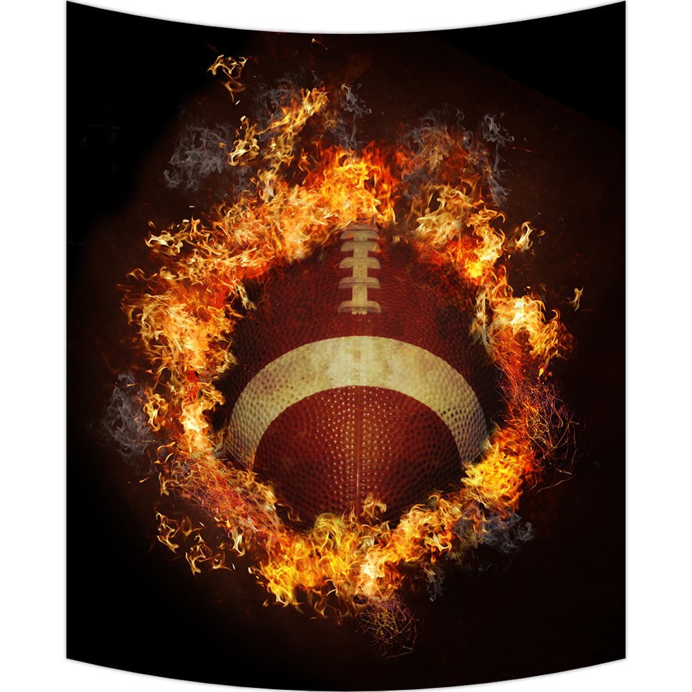 GCKG Flaming American Football Wall Art Tapestries Home Decor Wall