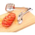 thumbnail image 2 of Trancheuse de Tomates et Citron Support Rond pour Fruits Oignons Guide de Coupe Pinces avec Poignée Cuisine Coupe Pommes de Terre Lime Support Alimentaire Acier Inoxydable, 2 of 7
