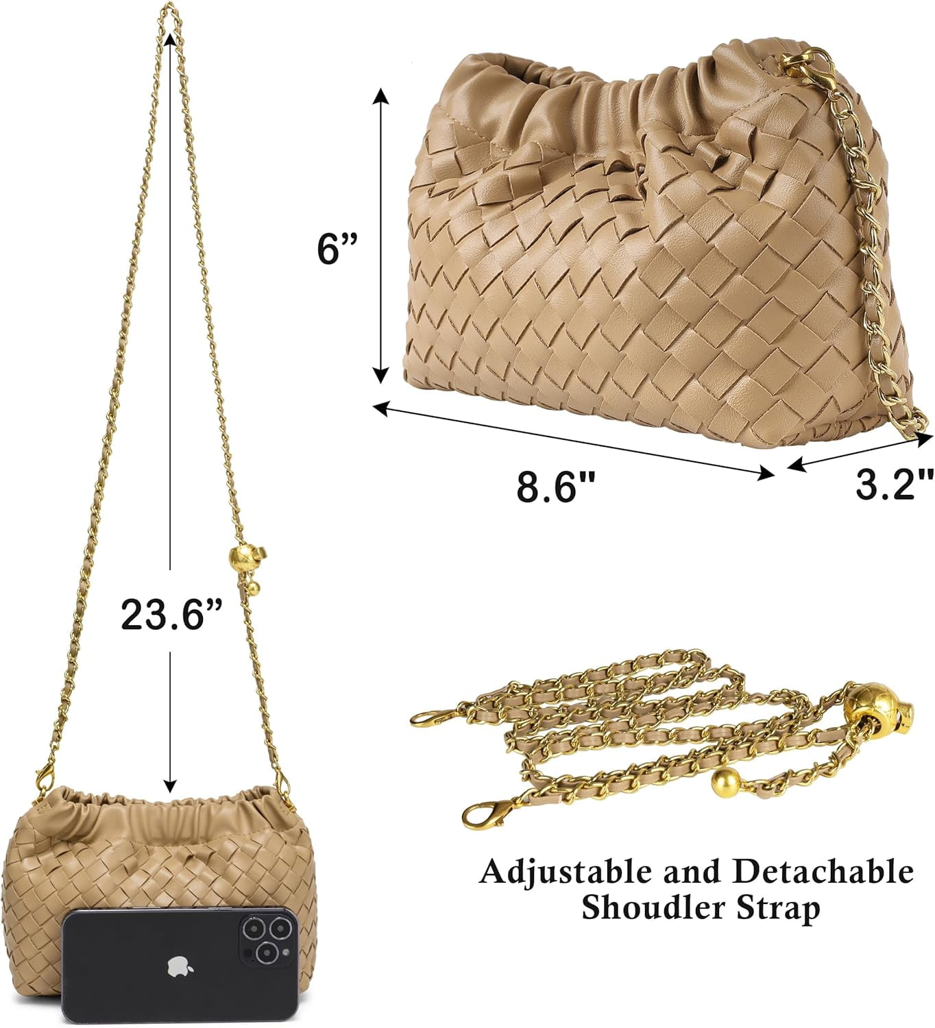 Small Crossbody Bag For Women Trendy.Dumpling Bag Clutch Purse For Women Evening Bag Cloud Purse Vegan Leather Hobo Bag