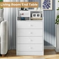 thumbnail image 4 of Toogaho Night Stand for Bedroom,Large Bedside Tables Charging Station,Tall Bedside Table with 4 Drawers & Hutch,White, 4 of 7