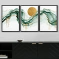 thumbnail image 3 of wall26 Framed Canvas Print Wall Art Set Gold Sunshine Sun Green Pastel Smoke Cloud Wave Nature Abstract Illustrations Modern Art Rustic Landscape for Living Room, Bedroom, Office - 24"x36"x, 3 of 5