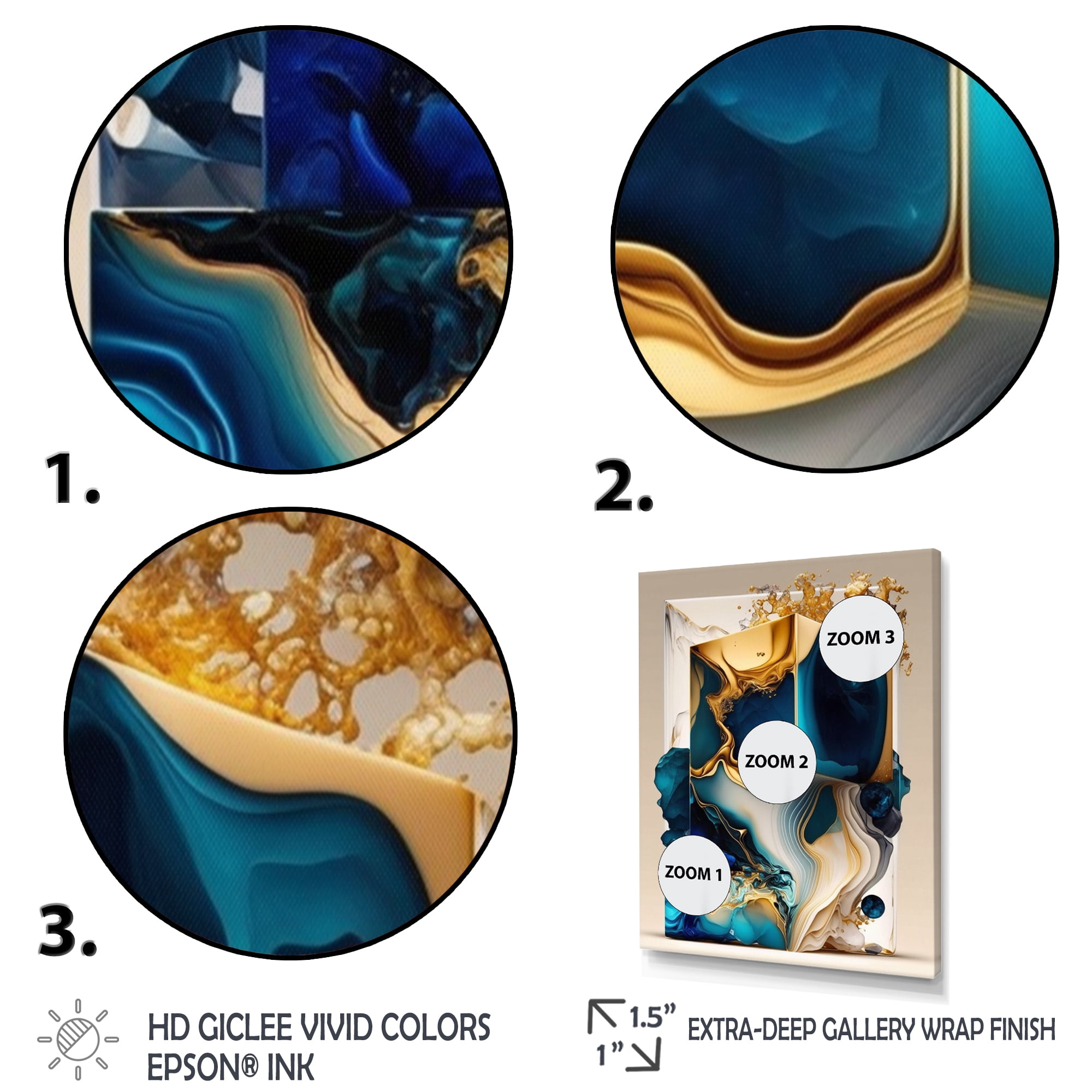 Designart Abstract Marble Geode Blue Shape Canvas Wall Art