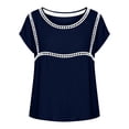 thumbnail image 7 of YUGYXL Spring T-Shirts for Women Short Sleeve Crewneck Loose Fit Casual Summer Tops Lightweight Lace Patchwork Tee Purple Tops XL, 7 of 7