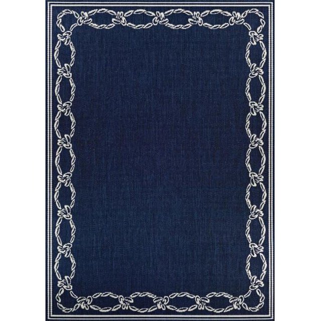 Couristan 16826500076076Q 7 ft. 6 in. x 7 ft. 6 in. Recife Rope Knot Power Loomed Rectangle Area Rug - Ivory & Indigo