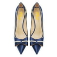 thumbnail image 5 of FSJ Women High Heel Pumps Stripes Bowtie Pointed Toe Elegant Stiletto Slip On Dress Shoes Size 8.5 Blue, 5 of 5